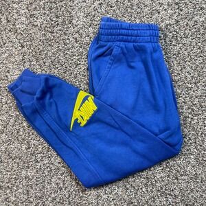 Nike Jogger Sweatpants Youth Medium Boys Blue Fleece Logo Elastic Waist Athletic